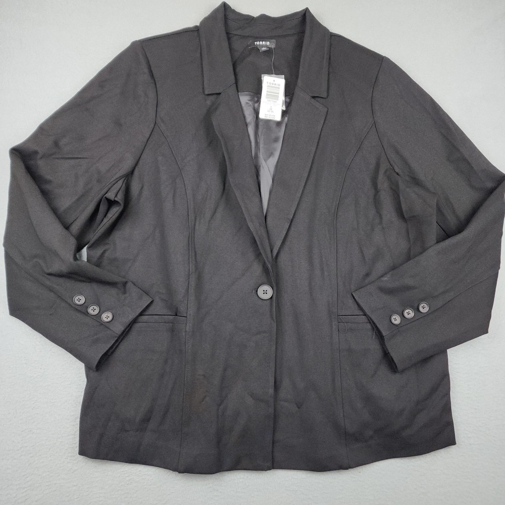 Torrid Blazer Women 3X Black Tailored Ponte One Button Lined Workwear Career NWT